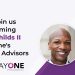 A man smiling for the camera with text that reads " join us upcoming childis ii wayne 's child advisors ".