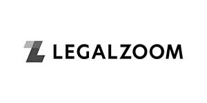 A black and white logo of legalzoom.
