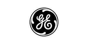 A black and white logo of general electric.