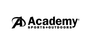 A black and white logo of academy sports
