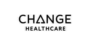 A black and white image of the change healthcare logo.