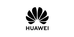 A black and white image of the huawei logo.