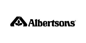 A black and white image of the albertsons logo.