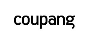 A black and white image of the coupang logo.