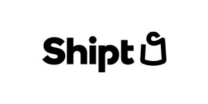 A black and white image of the word " shipt ".