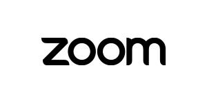 A black and white image of the word zoom.