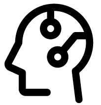Outline of a human head with circuitry.