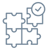 Puzzle pieces with a checkmark icon.